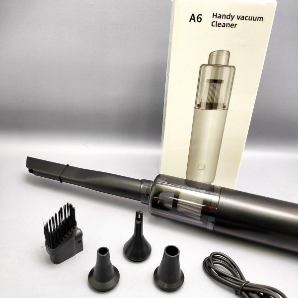 Беспроводной пылесос для автомобиля Handy Vacuum Cleaner A6, мощность 120 W (5 насадок, 2000 мАч)